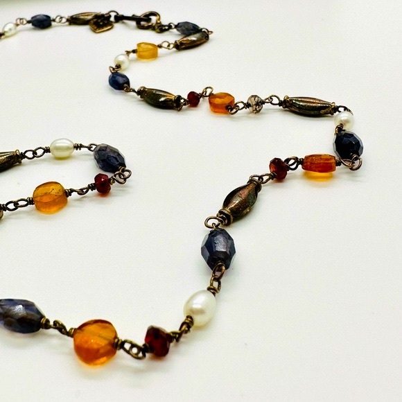 Vintage Silver Multi Precious Stone Necklace - Picture 5 of 17